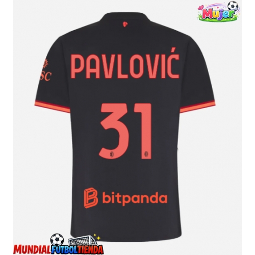 Camiseta AC Milan Strahinja Pavlovic #31 Tercera Equipación Replica 2026-27 para mujer mangas cortas